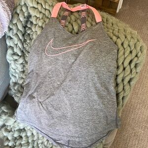 NIKE Dri-Fit size XS gray / pink athletic workout top 🩷